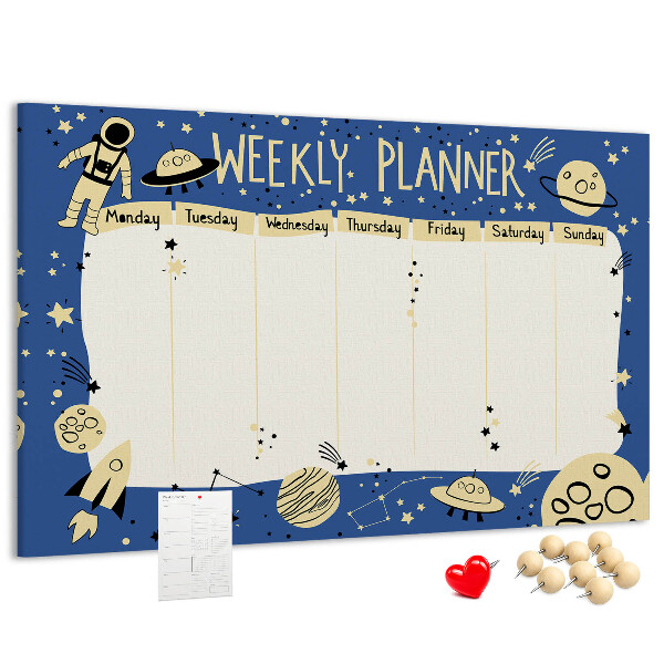 Cork display board Space weekly planner