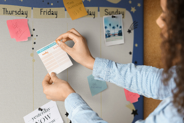 Cork display board Space weekly planner