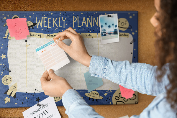 Cork display board Space weekly planner