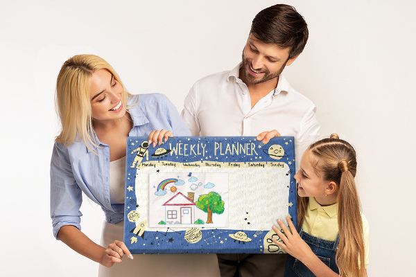 Cork display board Space weekly planner