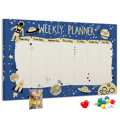 Cork display board Space weekly planner