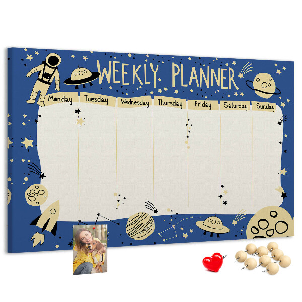 Cork display board Space weekly planner