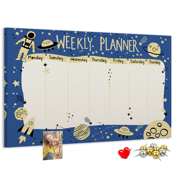 Cork display board Space weekly planner
