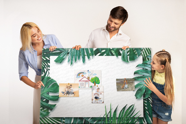 Cork memo board Tropical leaves