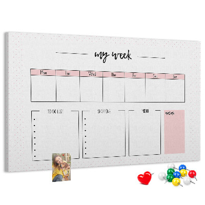 Cork memo board My weekly planner