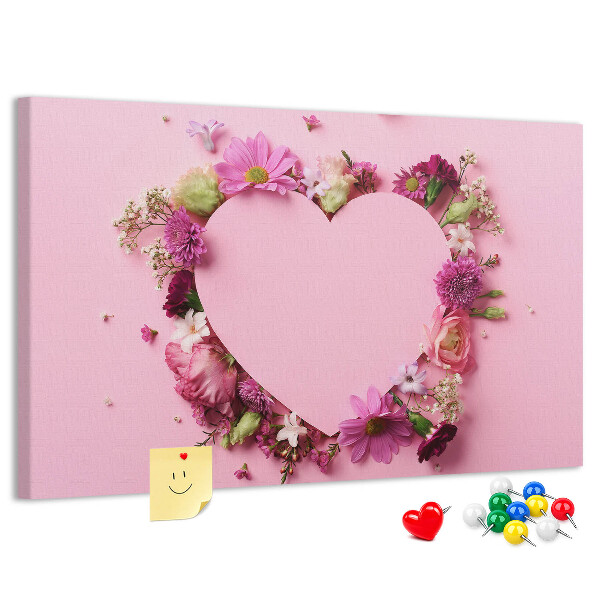 Cork board Heart of flowers