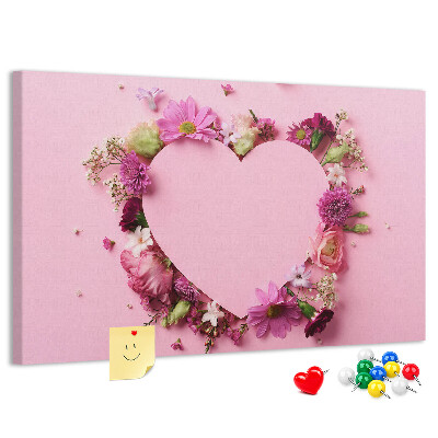 Cork board Heart of flowers