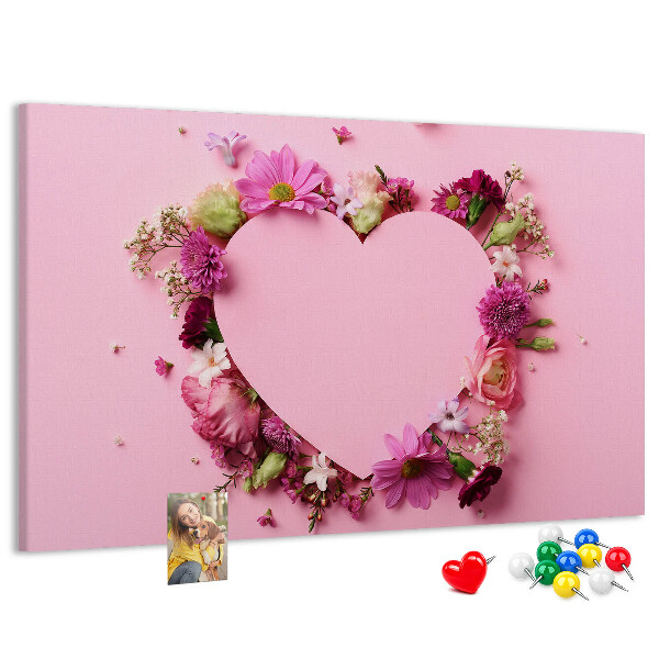 Cork board Heart of flowers
