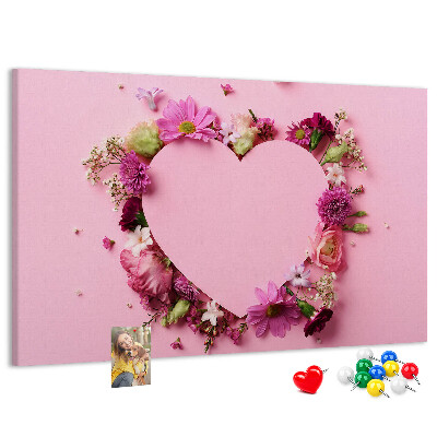 Cork board Heart of flowers
