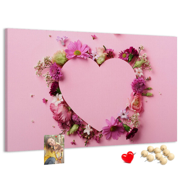 Cork board Heart of flowers