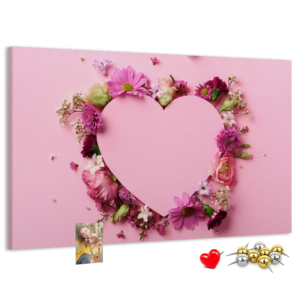 Cork board Heart of flowers
