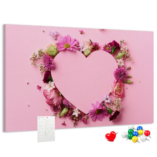 Cork board Heart of flowers