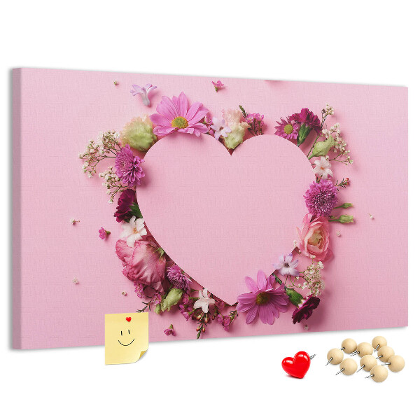 Cork board Heart of flowers