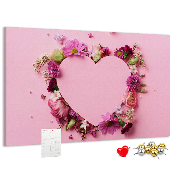 Cork board Heart of flowers