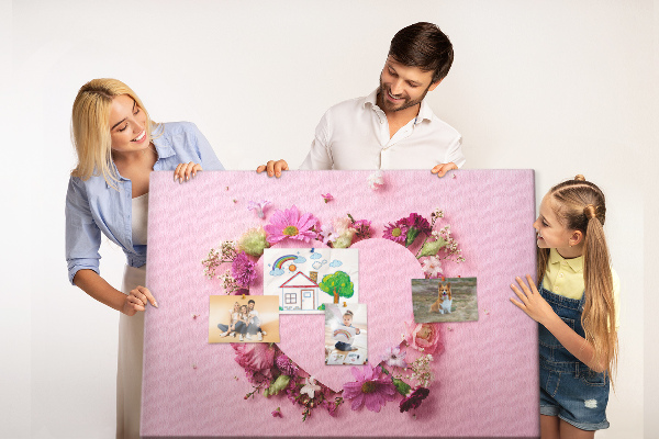 Cork board Heart of flowers
