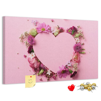 Cork board Heart of flowers