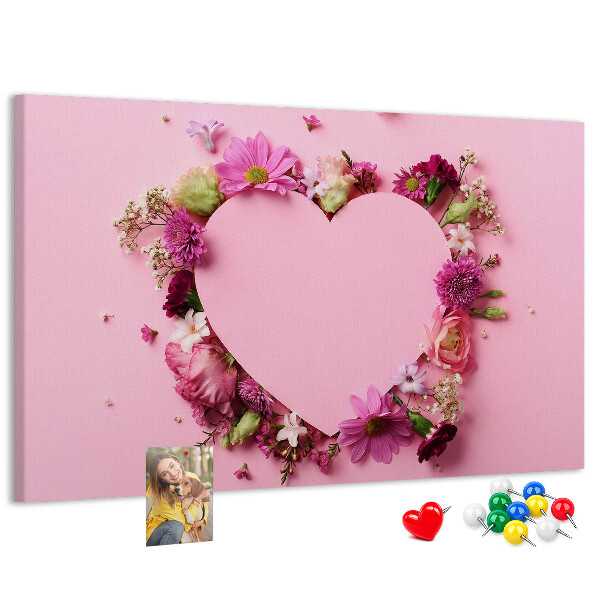 Cork board Heart of flowers