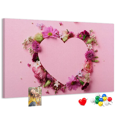 Cork board Heart of flowers