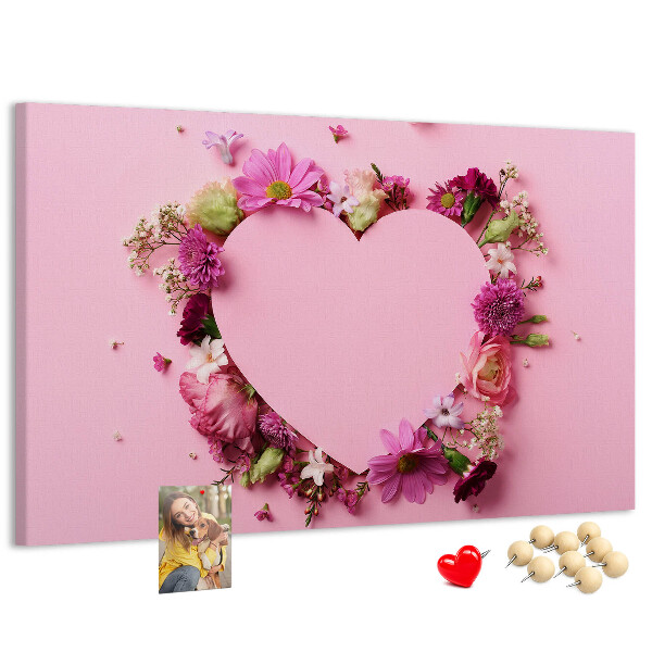 Cork board Heart of flowers