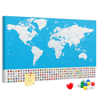 Cork display board Countries outline map