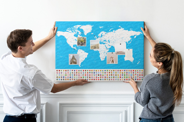 Cork display board Countries outline map