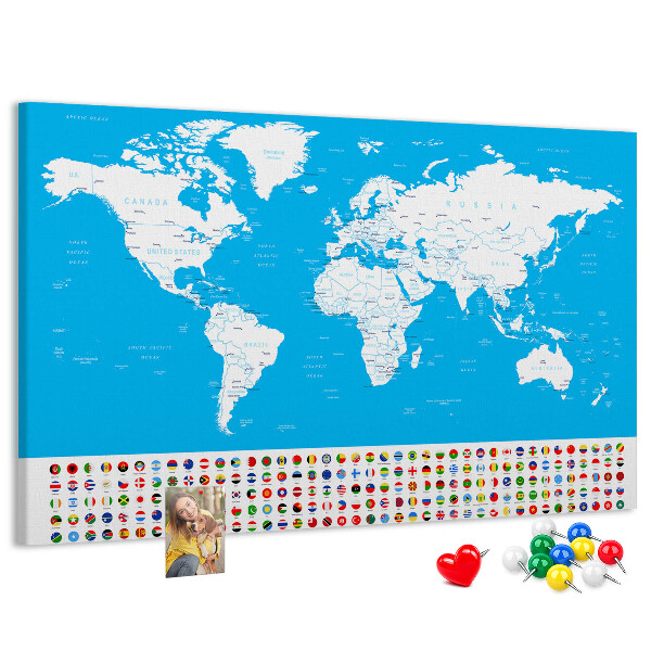 Cork display board Countries outline map