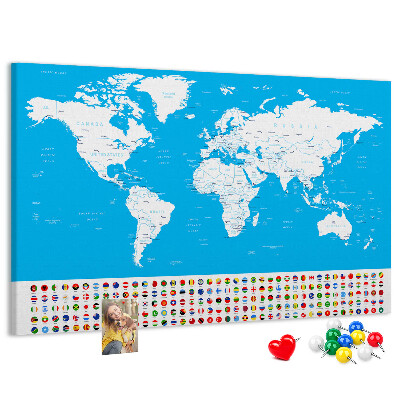 Cork display board Countries outline map