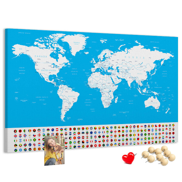 Cork display board Countries outline map