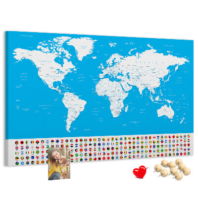 Cork display board Countries outline map