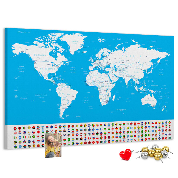 Cork display board Countries outline map