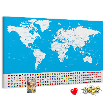 Cork display board Countries outline map