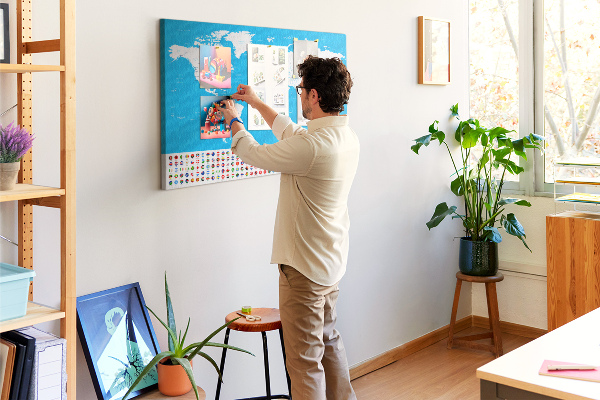 Cork display board Countries outline map