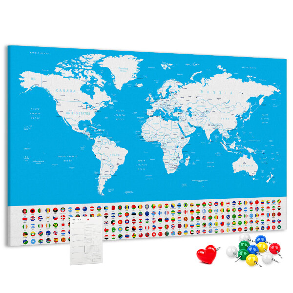Cork display board Countries outline map