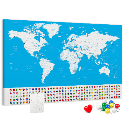 Cork display board Countries outline map