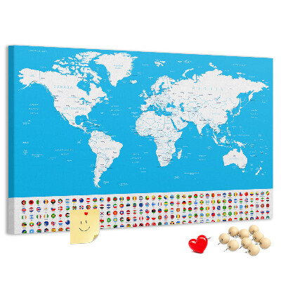 Cork display board Countries outline map
