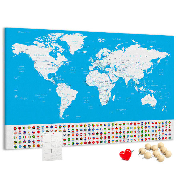 Cork display board Countries outline map