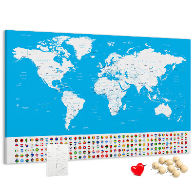 Cork display board Countries outline map