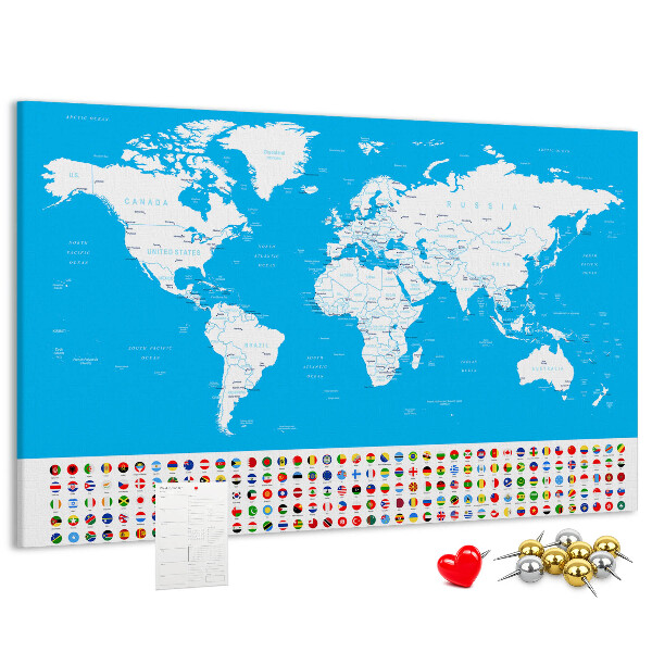 Cork display board Countries outline map