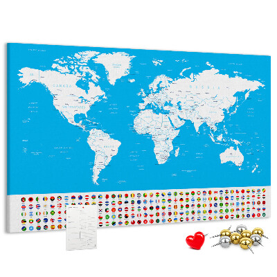 Cork display board Countries outline map
