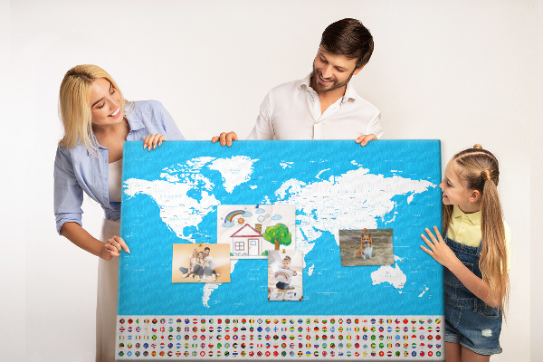 Cork display board Countries outline map
