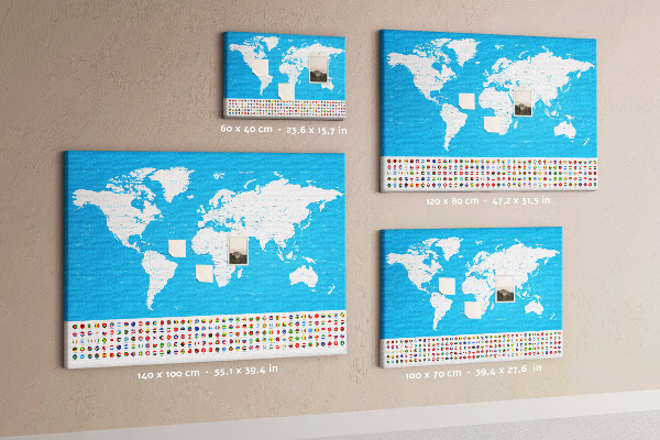 Cork display board Countries outline map