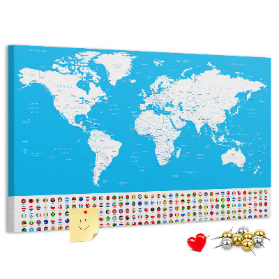 Cork display board Countries outline map