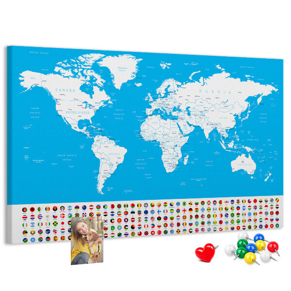 Cork display board Countries outline map