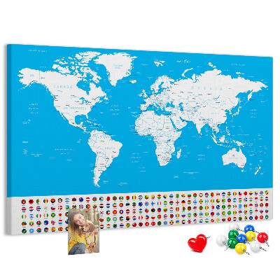 Cork display board Countries outline map