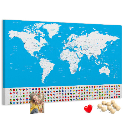 Cork display board Countries outline map