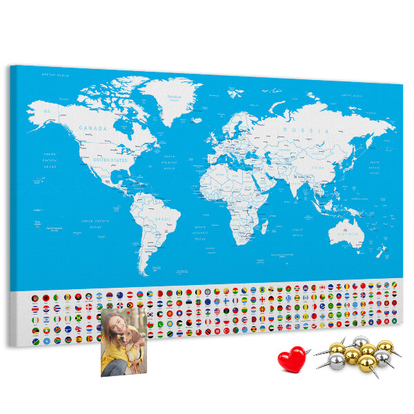 Cork display board Countries outline map