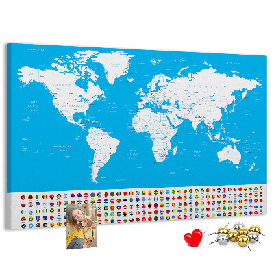 Cork display board Countries outline map