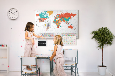 Cork memo board Colorful world map
