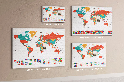 Cork memo board Colorful world map