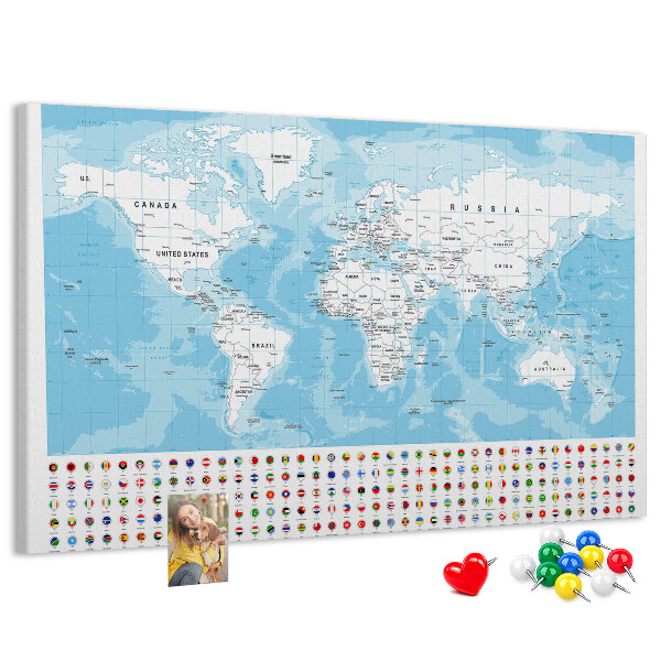 Cork board Continent map illustration